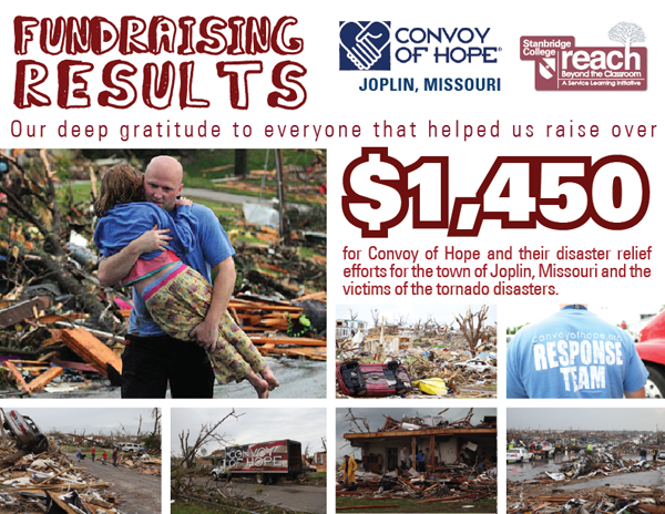 Stanbridge College Raises Over $1,450 for Convoy of Hope and the town of Joplin, MO  