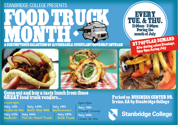 Food Truck Days at Stanbridge College: Tuesdays and Thursdays in July  