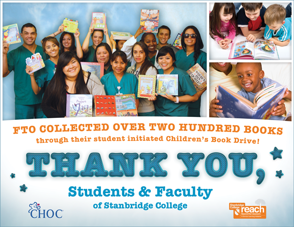 Reading the Rewards: Stanbridge Nursing Cohort FTO Gathers 200+ Children’s Books for CHOC  