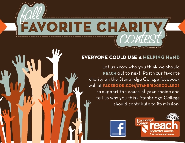 Stanbridge College Fall Favorite Charity Contest: Submit your Favorite Charity today on Facebook!  