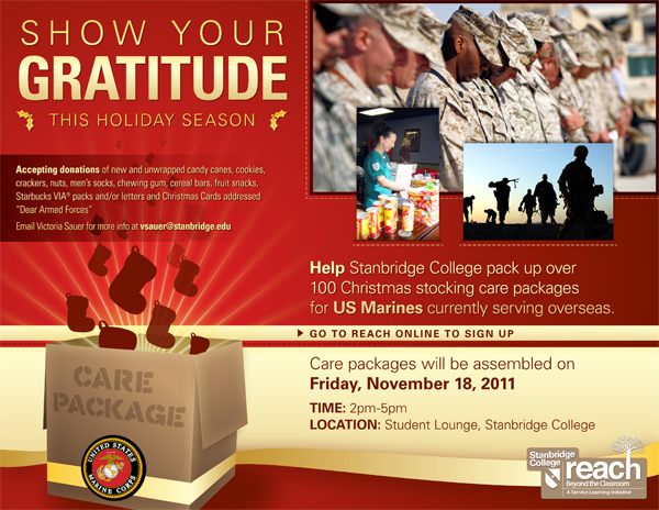 Help Stanbridge College Send Christmas Care Packages to Overseas Marines  