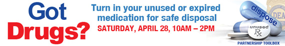 4/28 Dispose of RX Drugs on National RX Drug Take Back Day   