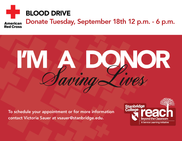 Roll Up Your Sleeves and Donate! 9/18 Blood Drive at Stanbridge College  