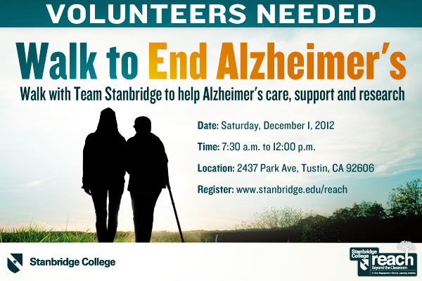 Walk to End Alzheimer’s with Team Stanbridge College 12-1-12  