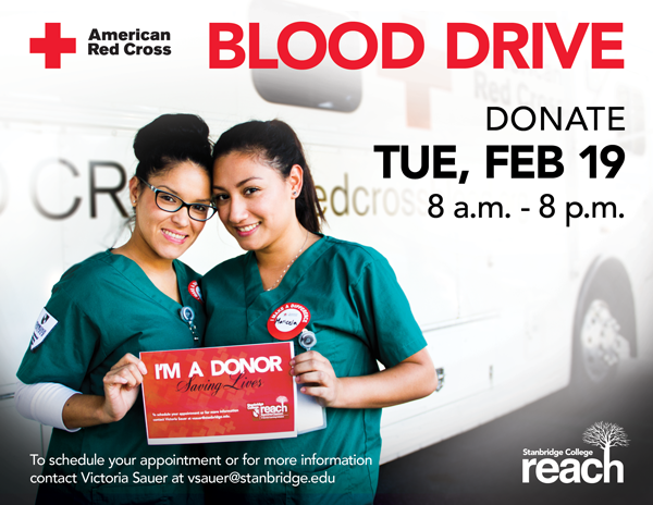 Give from your heart: February Blood Drive at Stanbridge College  