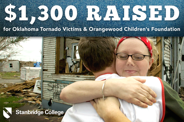 Stanbridge College Students Raise Over $1,300 for Oklahoma Tornado Victims and Orangewood Children's Foundation  