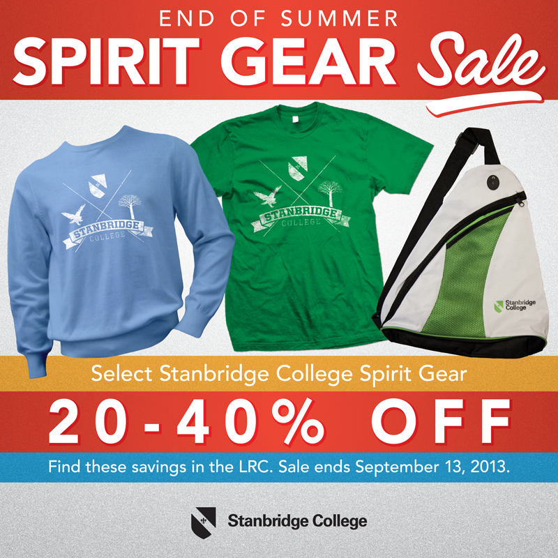 Stanbridge College Spirit Gear Summer Sale 8/14 - 9/13!  
