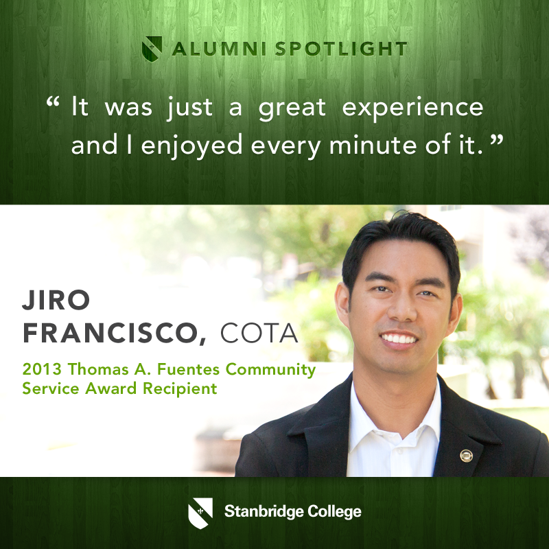 I Love OT: Stanbridge Spotlight on Jiro Francisco, 2013 Community Service Award Winner  