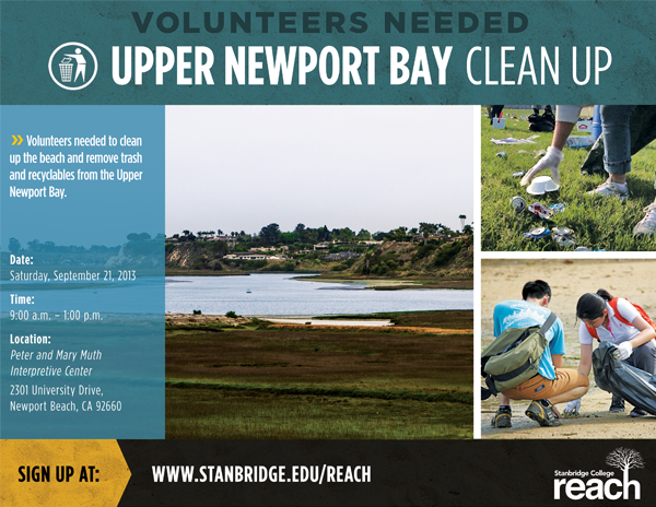 Volunteer with OC Parks at the Newport Bay Cleanup Day on 9/21/2013  