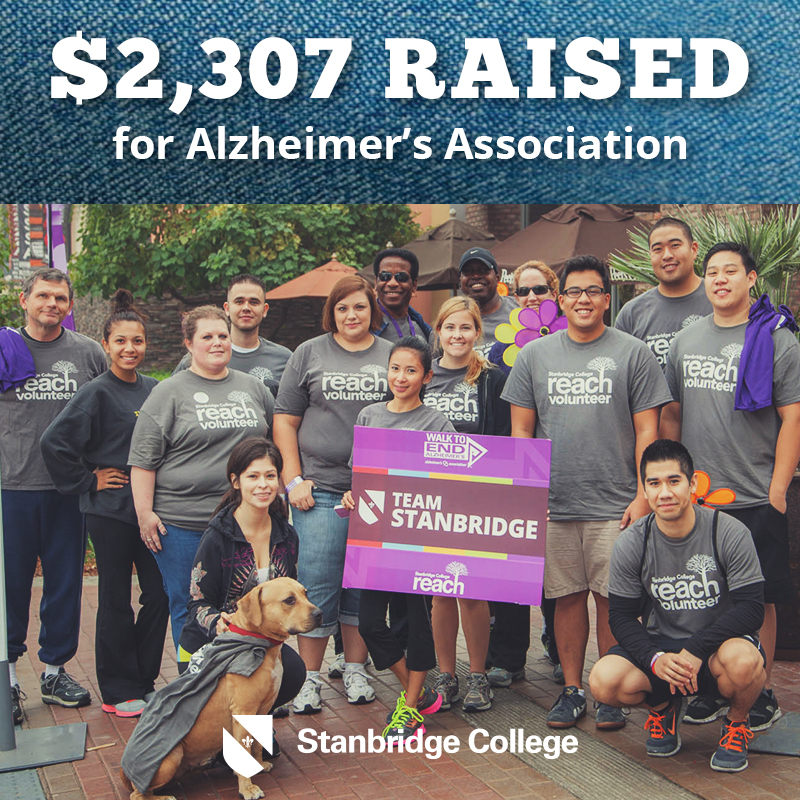 Stanbridge College Raises $2,307 for Alzheimer’s Association’s 2013 Walk to End Alzheimer’s  